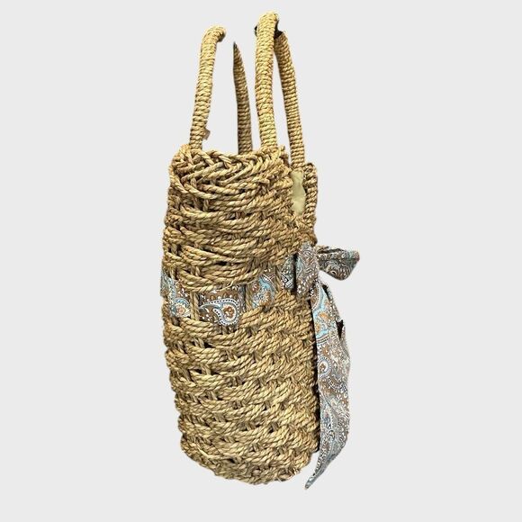 Wicker Tote Mesh Bag Purse Summer Beach Vacation Cruise - Picture 3 of 9